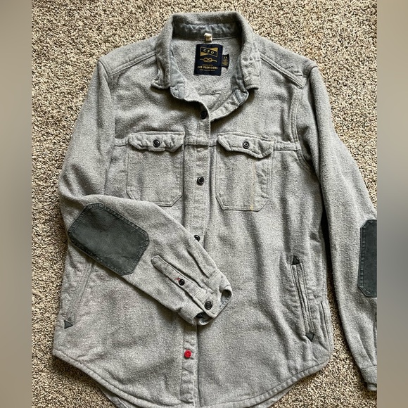 Mens grey flannel shirt with elbow patch - Picture 2 of 2